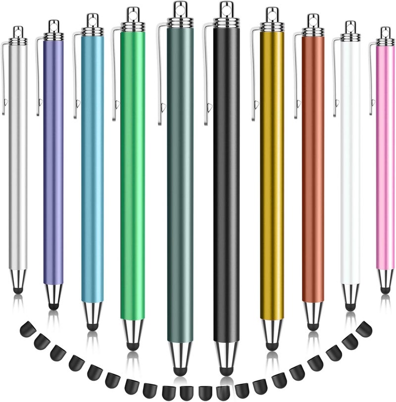 MEKO Stylus Pens for Touchscreens, 10 Pack Thin Rubber Tip Stylus Replaceable Tip Feature Bundle W/ 20 Pcs Replacement Tips for iPad iPhone Tablets Smartphone&All Touch Screen Devices(Multicolor) - Image 1